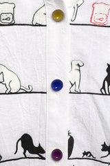 Cute Cat Print High Neck Short Sleeves Single Breasted Shirt