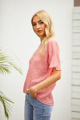 Solid Color Casual Round Neck Short Sleeves T-shirt
