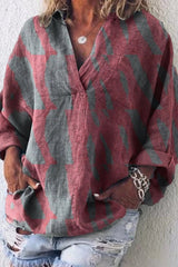Solid Color Casual V-neck Long Sleeves Shirts & Tops