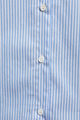 Pinstripe Collar Neck Long Sleeves Front Buttons Shirt