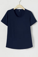 Solid Color Casual Scoop Neck Short Sleeves T-shirt