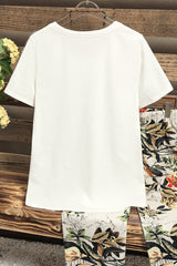 Solid Color Casual Scoop Neck Short Sleeves T-shirt