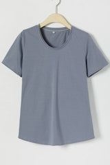 Solid Color Casual Scoop Neck Short Sleeves T-shirt