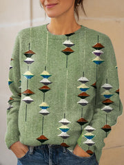 Vintage Abstract Geometric Art Print Knit Pullover Sweater