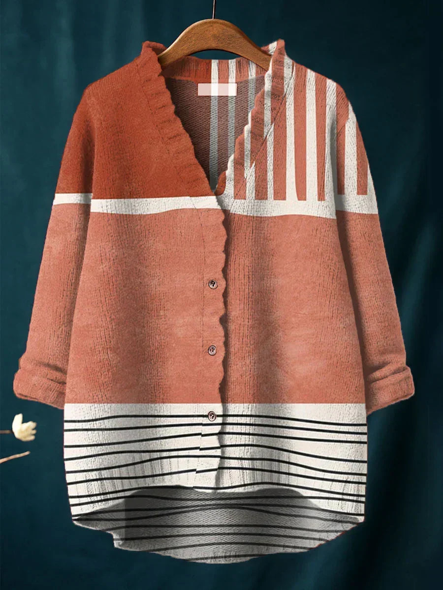 Women's Vintage Abstract Geometry Art Print Casual Pullover Sweater
