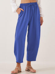 Women's Stylish High-waisted Loose Solid Color Casual Pockets Pants