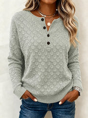 Casual Simple Geometric Henley Collar Long Sleeve T-shirt
