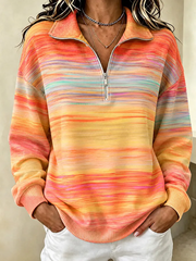 Casual Abstract Shawl Collar Long Sleeve Sweatshirt