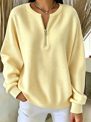 Casual Plain Simple Crew Neck Long Sleeve Sweatshirt