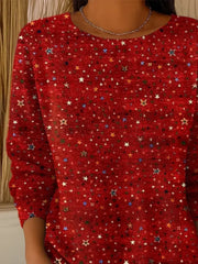 Women Star Long Sleeve Comfy Casual Printing Sweater