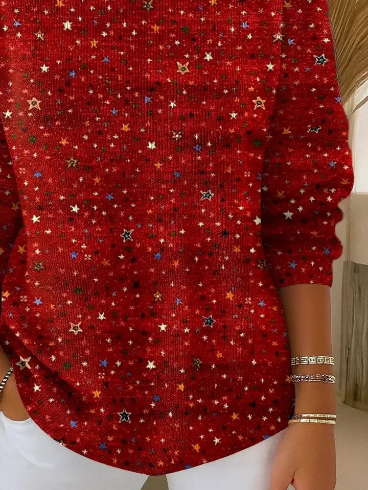 Women Star Long Sleeve Comfy Casual Printing Sweater