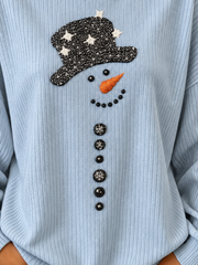 Casual Christmas Snowman Crew Neck Long Sleeve Sweatshirt
