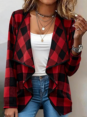 Women's Casual Contrast Color Plaid Daily Cardigan