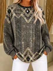 Casual Abstract Crew Neck Long Sleeve Sweatshirt