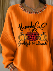 Casual Plaid Crew Neck Long Sleeve Sweatshirt
