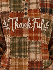Casual Plaid Crew Neck Long Sleeve Sweatshirt