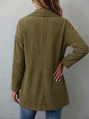 Single Button Casual Corduroy Jacket With Oversized Lapels