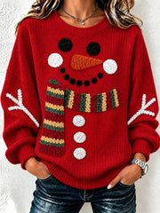 Casual Christmas Snowman Henley Collar Long Sleeve Sweatshirt