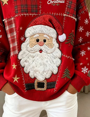 Casual Plaid Crew Neck Long Sleeve Sweatshirt