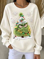 Casual Cartoon Crew Neck Long Sleeve Sweatshirt