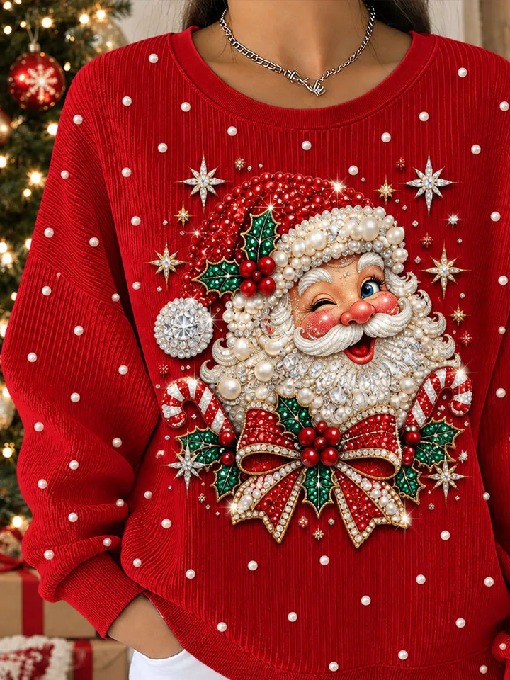 Casual Santa Claus Crew Neck Long Sleeve Sweatshirt