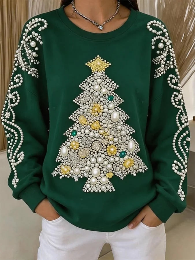 Casual Christmas Crew Neck Long Sleeve Sweatshirt