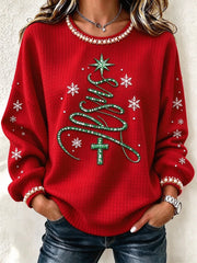 Casual Christmas Crew Neck Long Sleeve Sweatshirt