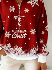 Vintage Christmas Shawl Collar Long Sleeve Sweatshirt