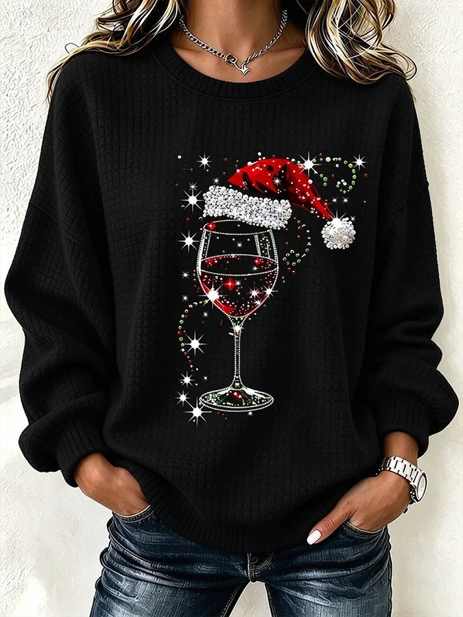 Casual Christmas Crew Neck Long Sleeve Sweatshirt