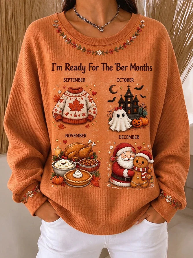 Casual Christmas Crew Neck Long Sleeve Sweatshirt