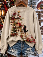 Casual Christmas Crew Neck Long Sleeve Sweatshirt