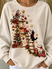 Casual Christmas Crew Neck Long Sleeve Sweatshirt