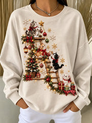 Casual Christmas Crew Neck Long Sleeve Sweatshirt
