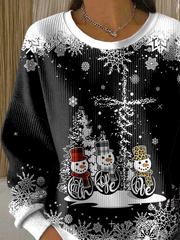 Casual Christmas Snowman Crew Neck Long Sleeve Sweatshirt