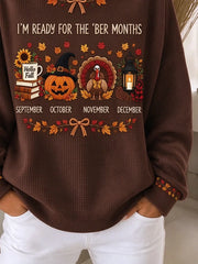 Casual Maple Leaf Crew Neck Long Sleeve Sweatshirt