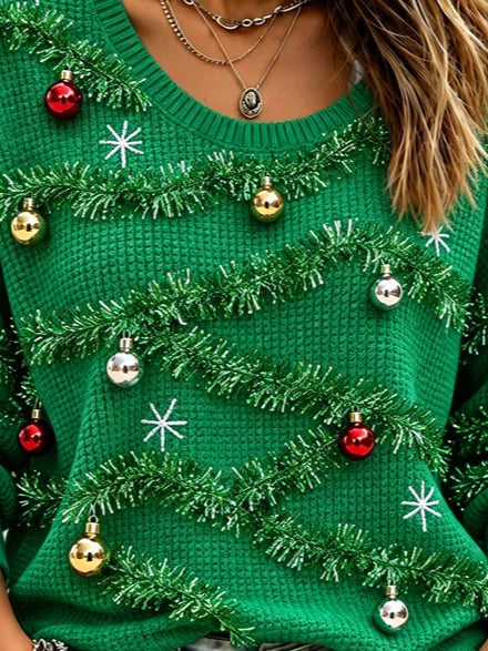 Casual Christmas Crew Neck Long Sleeve T-shirt