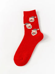 New Autumn/Winter Thickened Mid-Calf Christmas Socks ¨C Cute Cartoon Jacquard Design