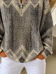 Casual Abstract Shawl Collar Long Sleeve Sweatshirt