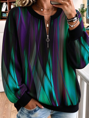 Casual Geometric Crew Neck Long Sleeve Sweatshirt