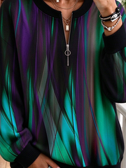 Casual Geometric Crew Neck Long Sleeve Sweatshirt