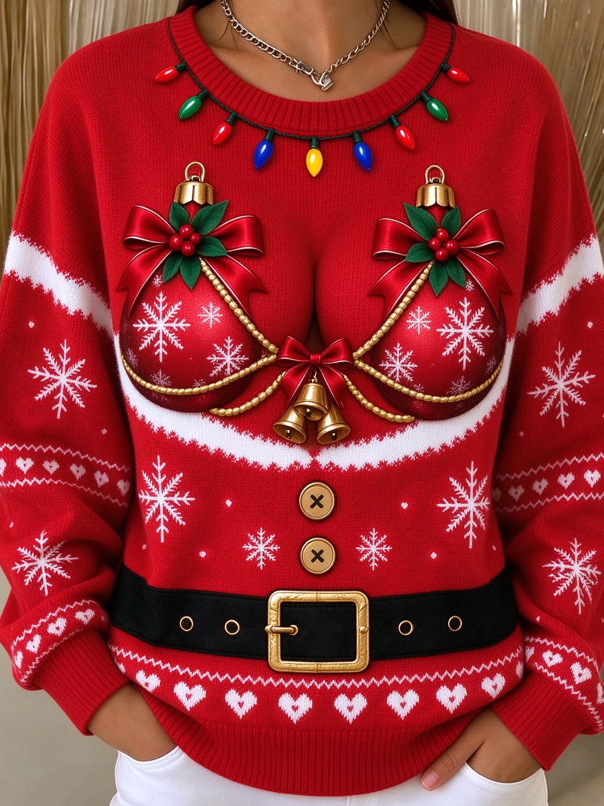 Humor Santa Claus Crew Neck Long Sleeve Sweatshirt