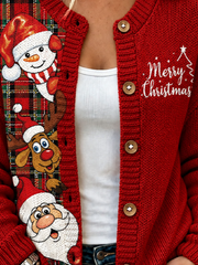 Women Plaid Long Sleeve Comfy Vintage Cardigan