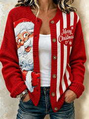 Women Striped Long Sleeve Comfy Vintage Cardigan