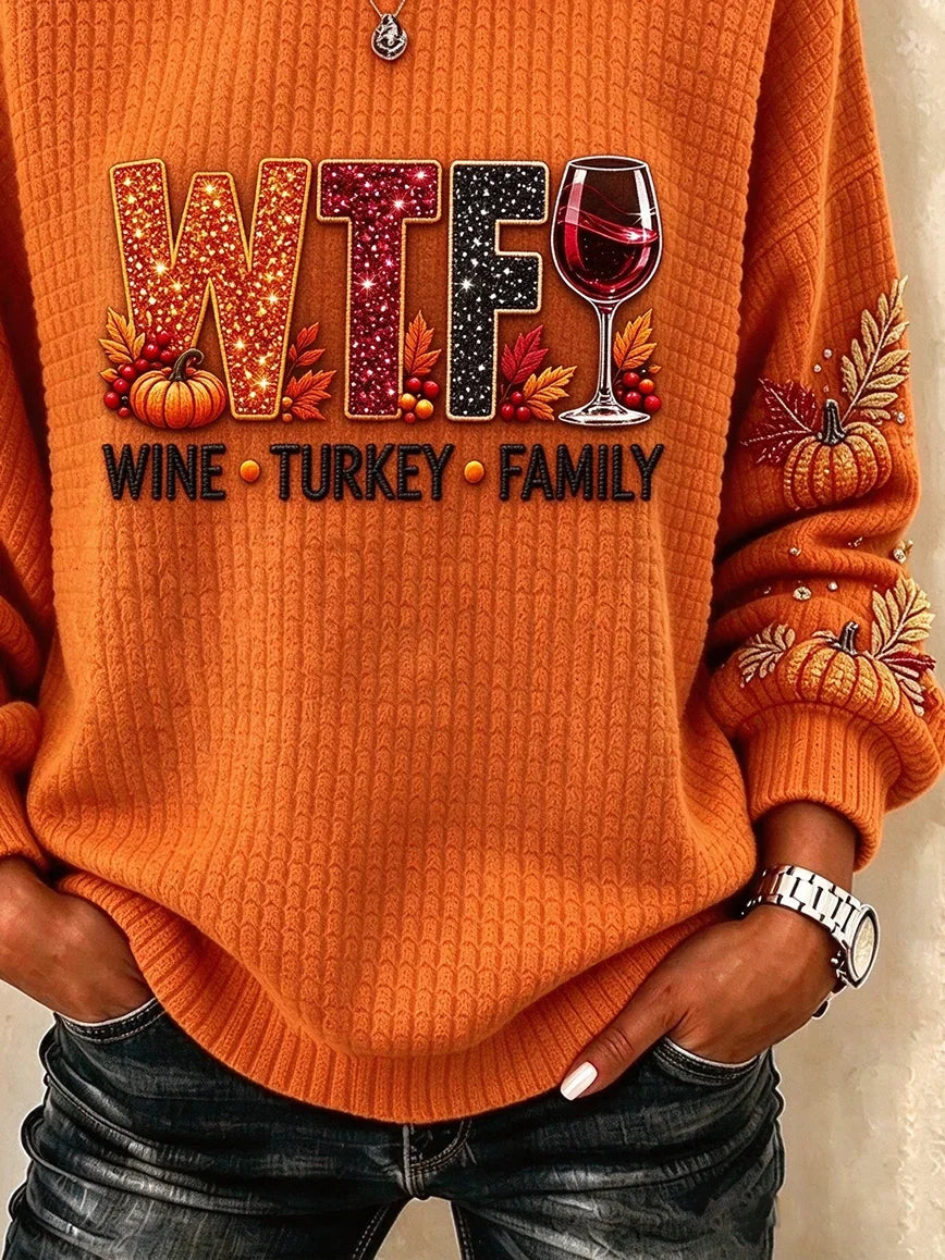 Casual Maple Leaf Crew Neck Long Sleeve Sweatshirt