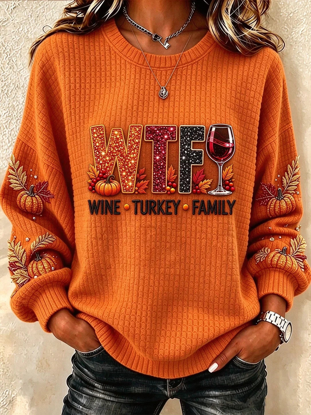Casual Maple Leaf Crew Neck Long Sleeve Sweatshirt