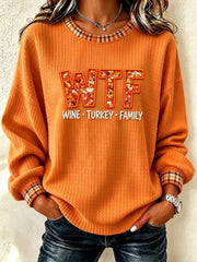 Casual Plaid Crew Neck Long Sleeve Sweatshirt