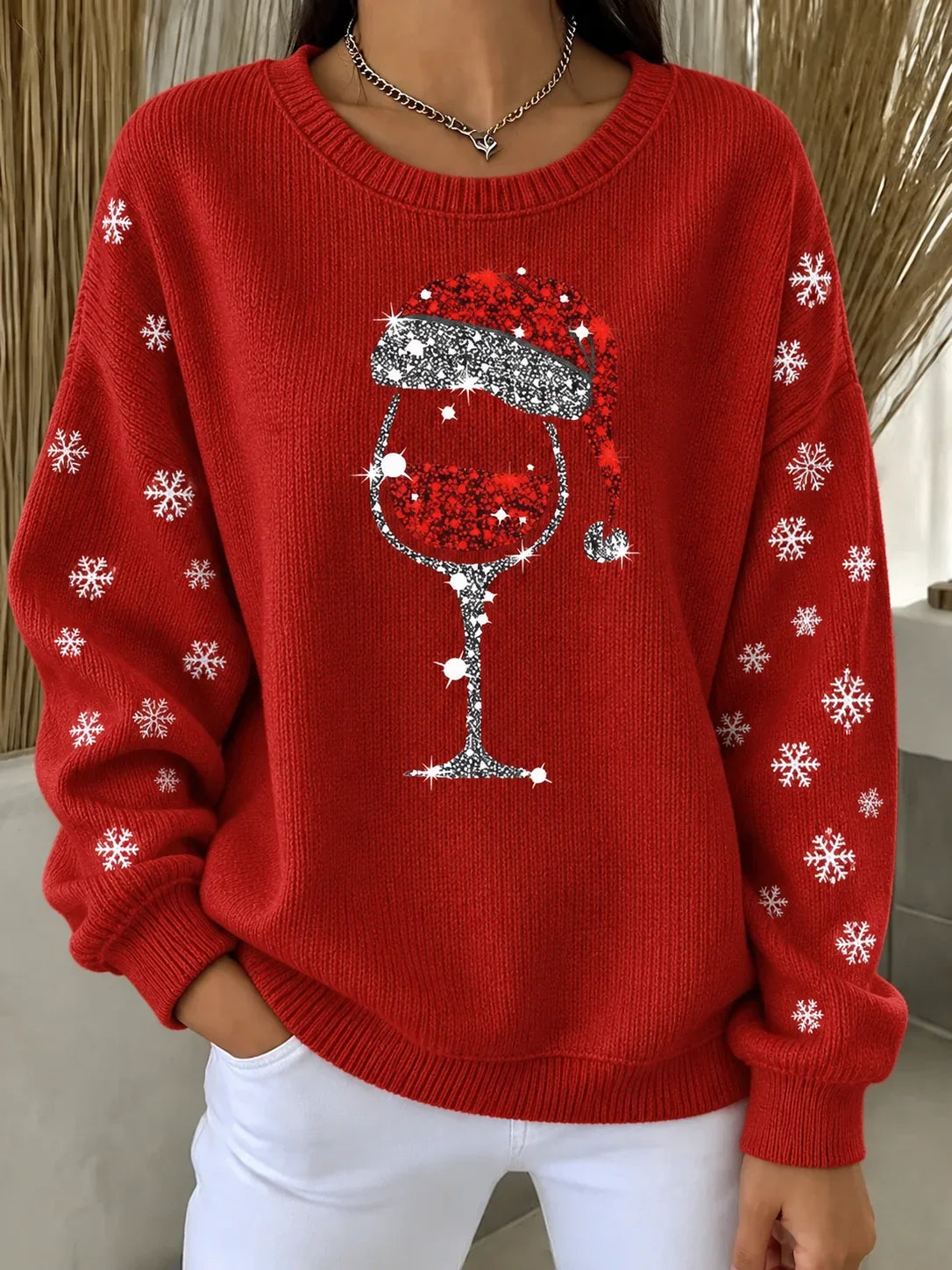 Casual Christmas Crew Neck Long Sleeve Sweatshirt