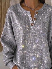 Vintage Abstract Henley Collar Long Sleeve Sweatshirt