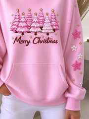 Christmas Casual Solid Crew Neck Sweatshirt