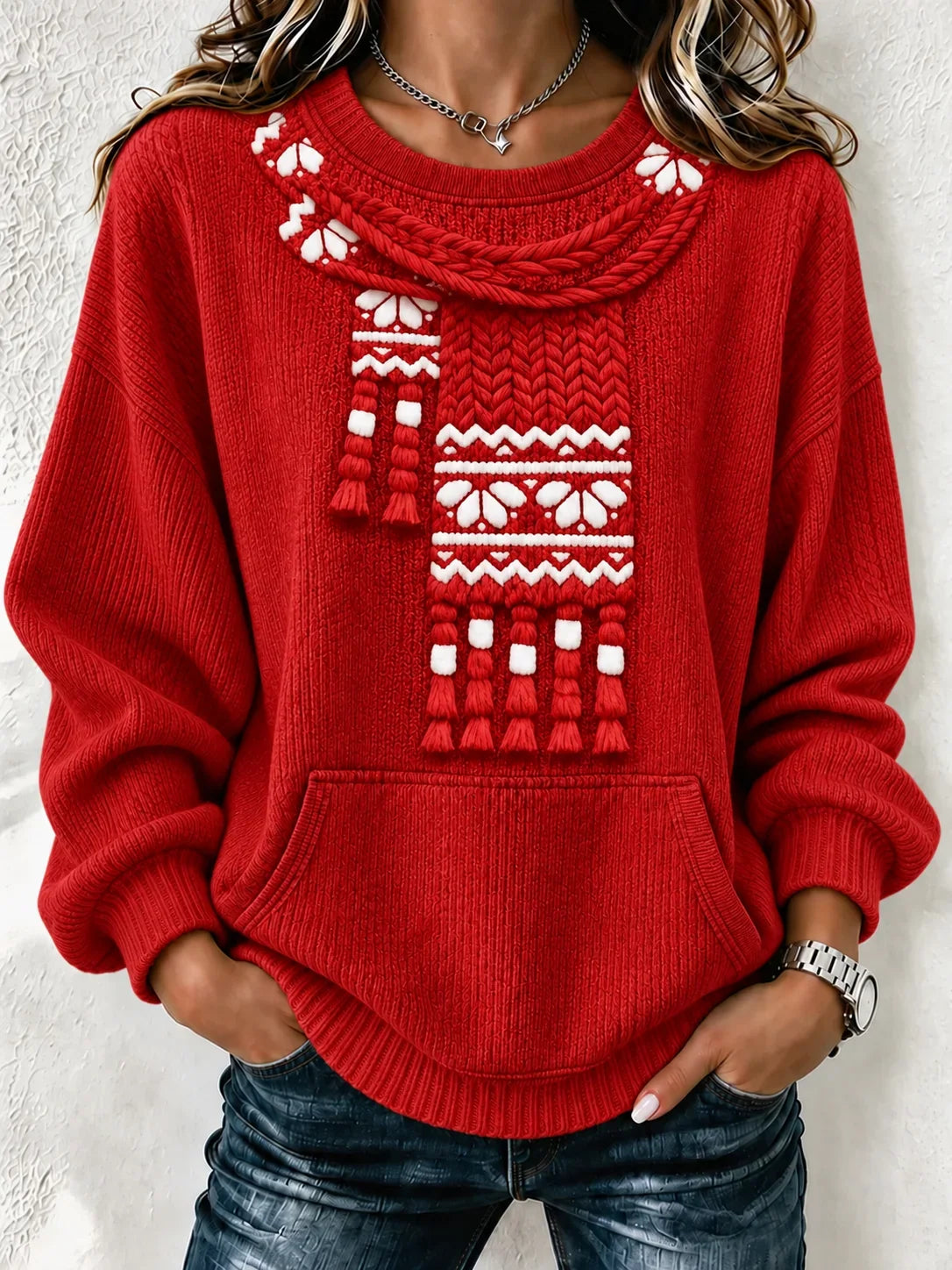 Casual Geometric Crew Neck Long Sleeve Sweatshirt